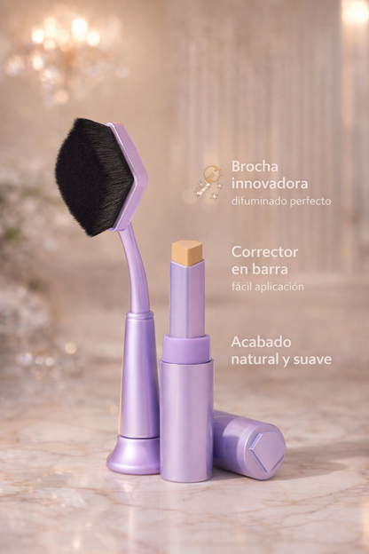 Corrector Mágico 2-en-1 con Brocha - Cobertura Total